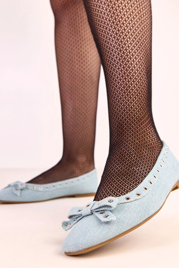Jeans Ballerinas mit dekorativen Löchern und Schleifchen Baisa 2