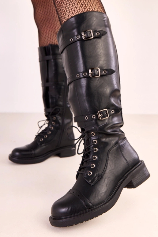 Schwarze Damen Stiefel mit...