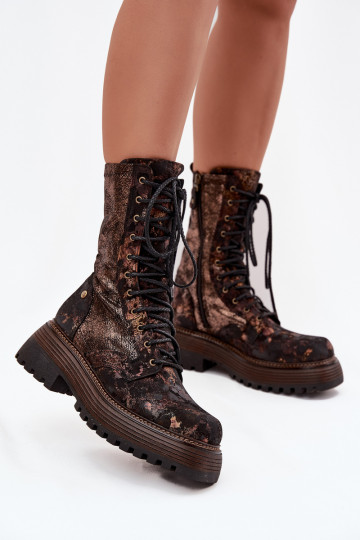 Damenstiefel hohe Reitstiefel Es mussciejka 06203-32 braun-goldene Farbe 2