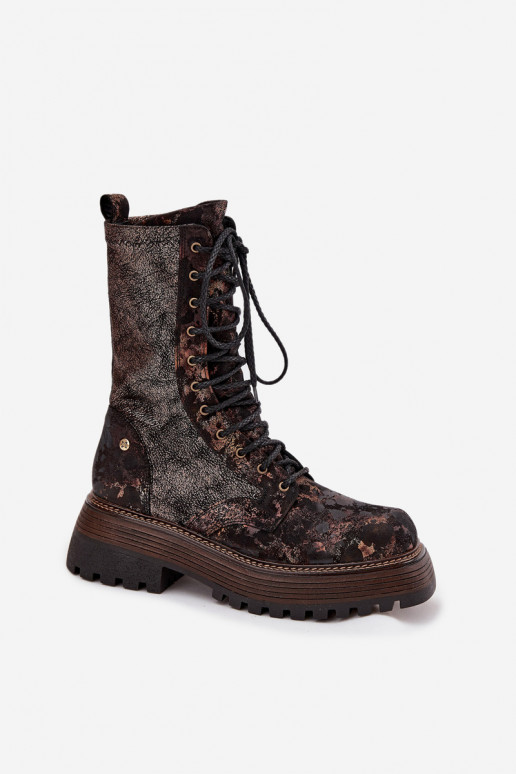 Damenstiefel hohe Reitstiefel Es mussciejka 06203-32 braun-goldene Farbe