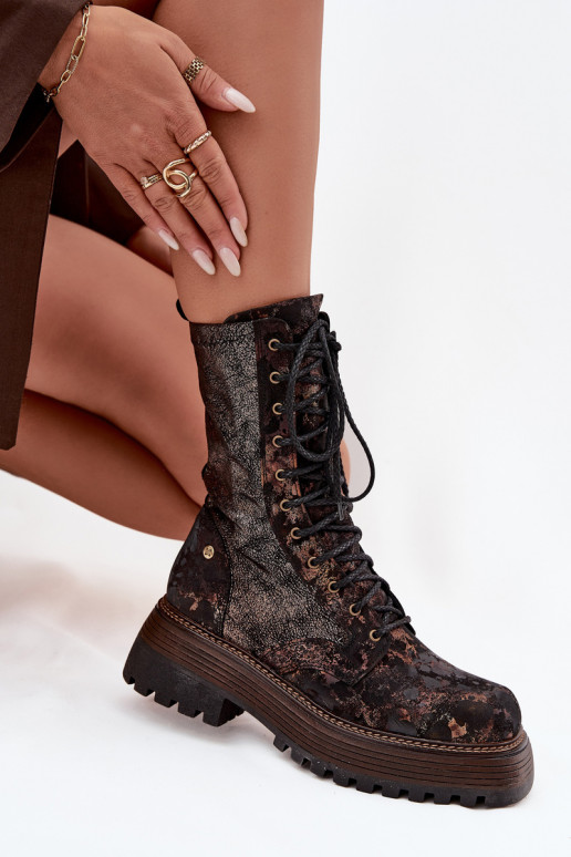 Damenstiefel hohe Reitstiefel Es mussciejka 06203-32 braun-goldene Farbe