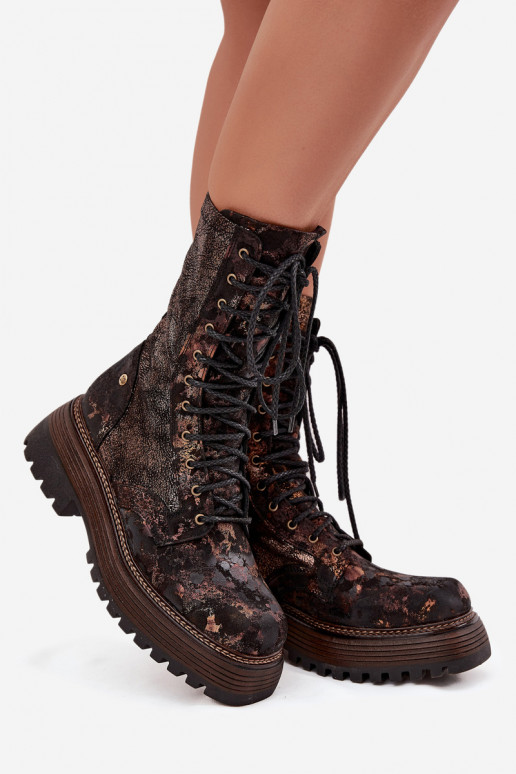 Damenstiefel hohe Reitstiefel Es mussciejka 06203-32 braun-goldene Farbe