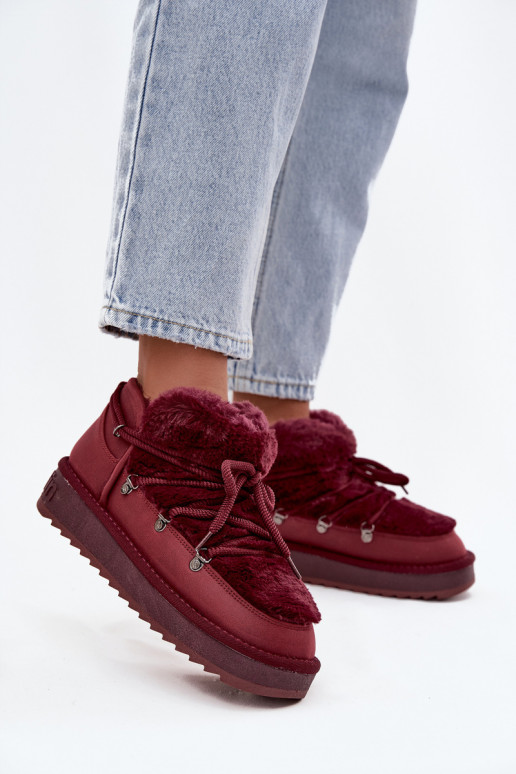 Niedrig Schneestiefel mit einer Plattform mit Pelzmantel D.Franklin DFSH370011 Burgund Niedrig Schneestiefel mit einer Plattform mit Pelzmantel D.Franklin DFSH370011 Burgund