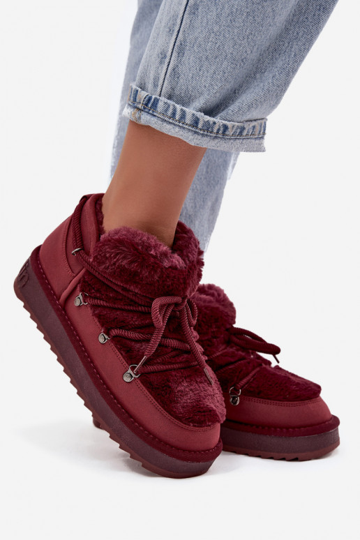 Niedrig Schneestiefel mit einer Plattform mit Pelzmantel D.Franklin DFSH370011 Burgund Niedrig Schneestiefel mit einer Plattform mit Pelzmantel D.Franklin DFSH370011 Burgund