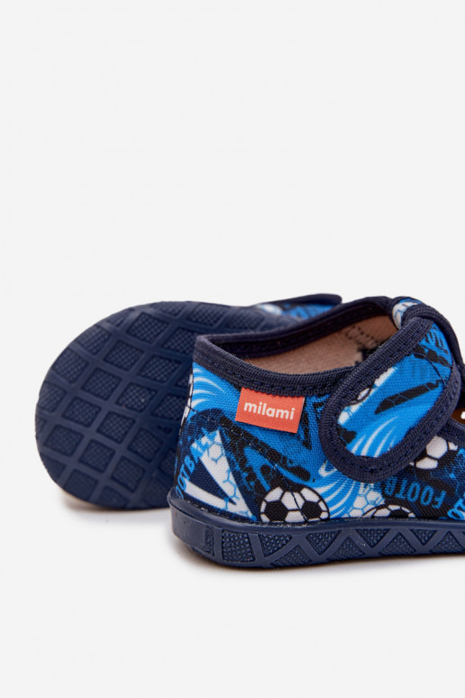 Hausschuhe Milami Kindisch mit Klebeverschlüssen Bälle Dunkelblau Jasimrra