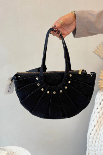 Schwarze Wildlederhandtasche Tialine