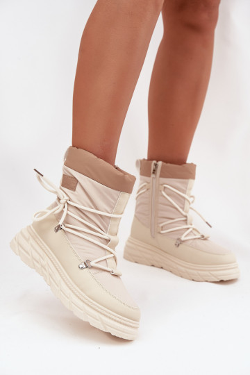 Damen Lee Cooper LCJ-25-44-3931 sandfarbene Schneestiefel mit Schaft 2