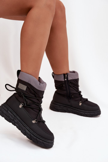Damen Lee Cooper LCJ-25-44-3930 schwarze Schneestiefel mit Schaft