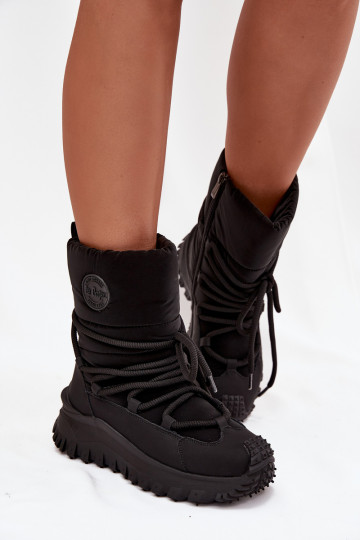 Kunstleder Lee Cooper LCJ-25-12-3660 schwarze Schneestiefel mit Plateausohle