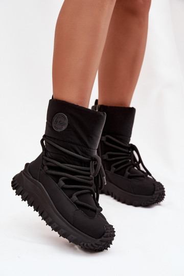 Kunstleder Lee Cooper LCJ-25-12-3660 schwarze Schneestiefel mit Plateausohle 2