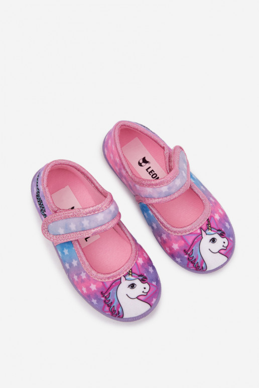 Ballerinas Hausschuhe Dla DzieZuczynek mit Klebeverschlüssen UNICORN pinke Farbe Silviera Ballerinas Hausschuhe Dla DzieZuczynek mit Klebeverschlüssen UNICORN pinke Farbe Silviera