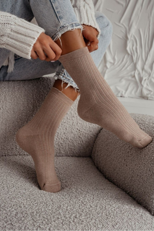 Socken Feminin Frotte IN Prążek Beige Socken Feminin Frotte IN Prążek Beige