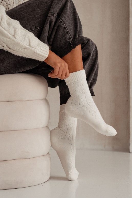Socken Feminin Frotte Zygzak elfenbeinfarbe Socken Feminin Frotte Zygzak elfenbeinfarbe