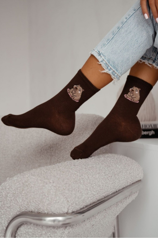 Socken Feminin BaZuełniane Siedząca Kapibara CzekoladoZue Socken Feminin BaZuełniane Siedząca Kapibara CzekoladoZue