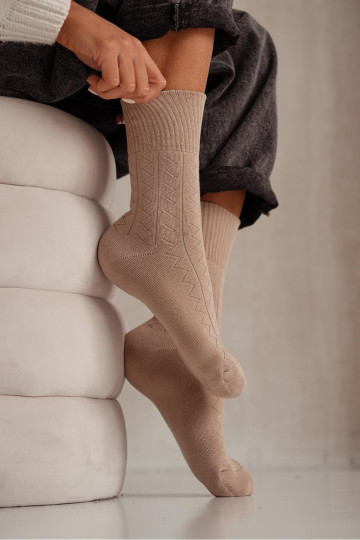 Socken Feminin Frotte Zygzak Beige