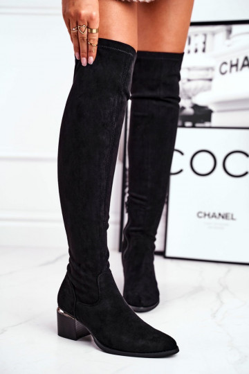 Kniehohe Stiefel aus Öko-INildleder schZuarze Farbe Can't Stop 2