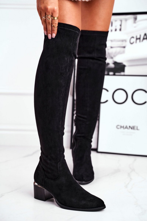 Kniehohe Stiefel aus Öko-INildleder schZuarze Farbe Can't Stop