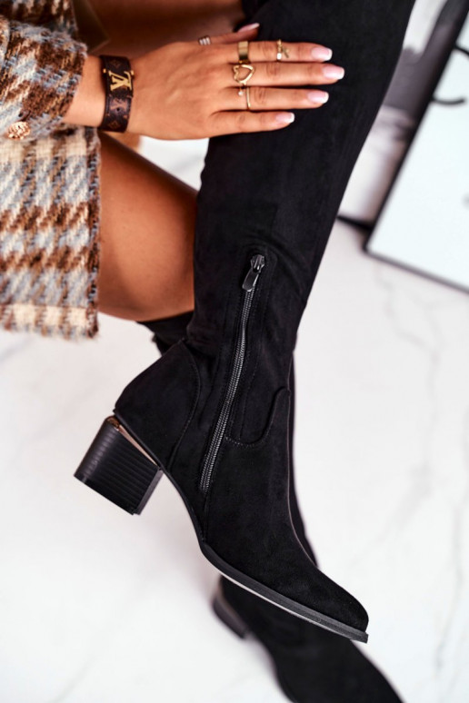 Kniehohe Stiefel aus Öko-INildleder schZuarze Farbe Can't Stop