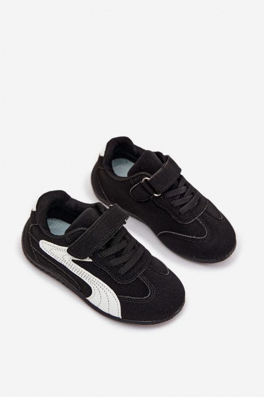 Schuhe Kinder-Sneakermit Klebeverschlussem SchZuarz und-Zueiße Farbe Perrin