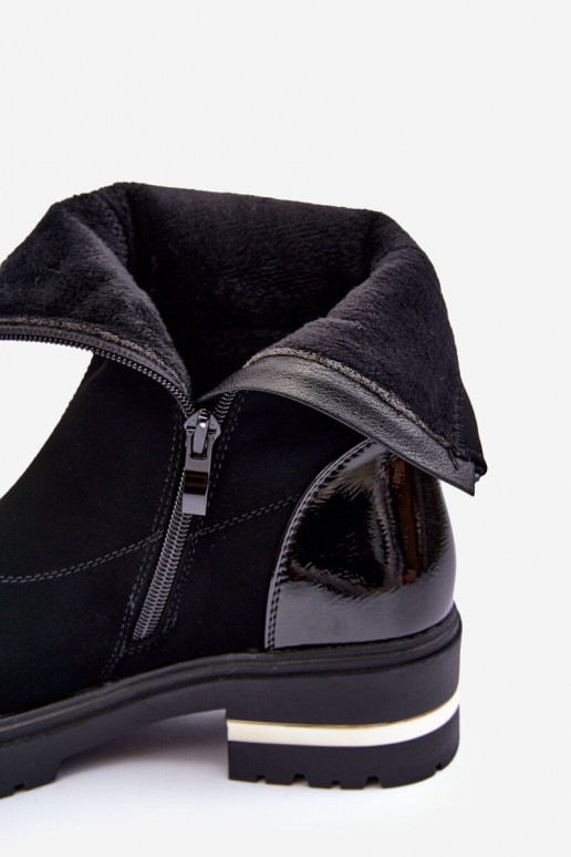 Haut Klassisches Stilvollll Stiefel mit breiten Absätzen schZuarze Farbe Shendete