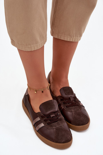Leder Wildlederschuhe für Damen, Barfußstil, Zazoo N1341 in Schokoladenfarbe