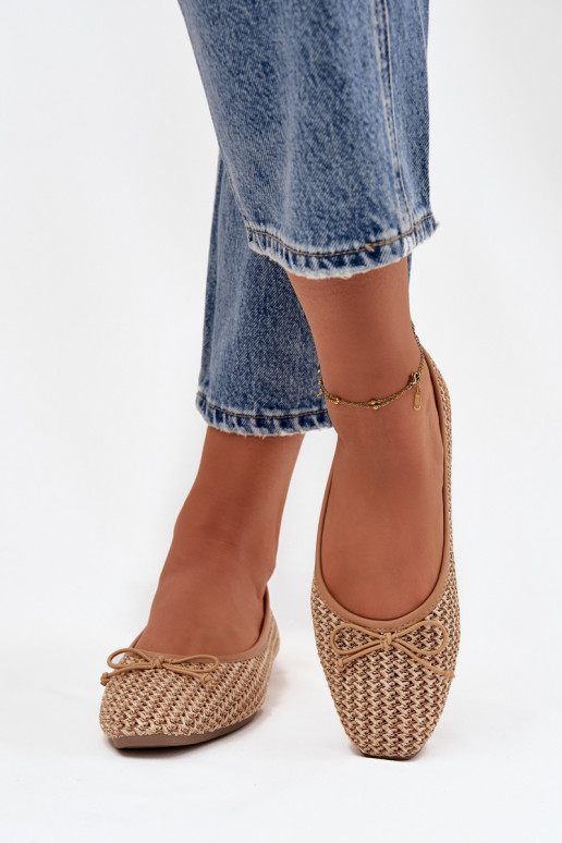 Ballerinas Mit Zopf I Kokardką braune Farbe Belirra