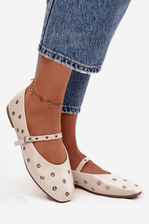 Ballerinas Feminin Ze Silberfarbemi Elementami Beige Es mussrivon