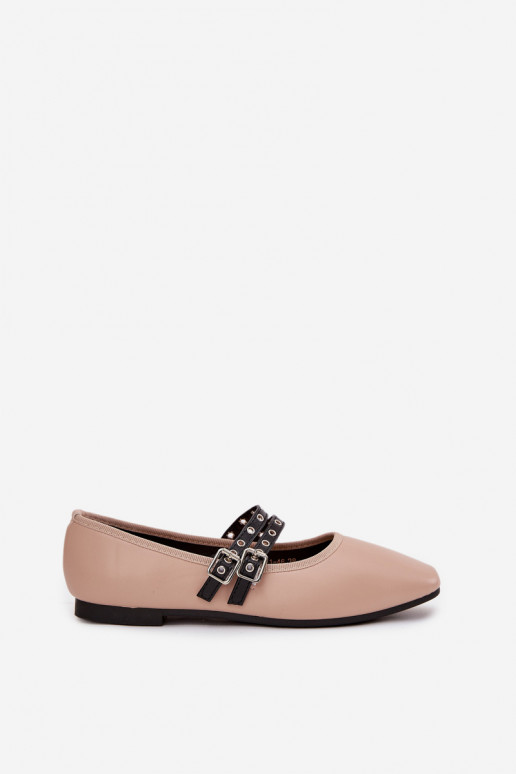 Ballerinas Feminin mit Streifen Beige Deliora