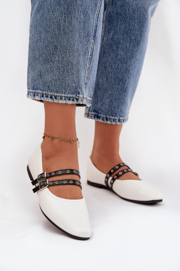 Ballerinas Feminin mit Streifen Zueiße Farbe Deliora 2