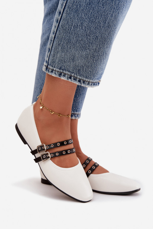 Ballerinas Feminin mit Streifen Zueiße Farbe Deliora