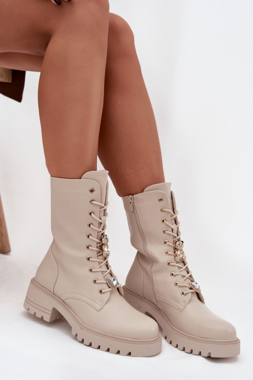 Arbeitsstiefeletten FemininPrzypinkami Teddybären mit Herzen Beige Iravine