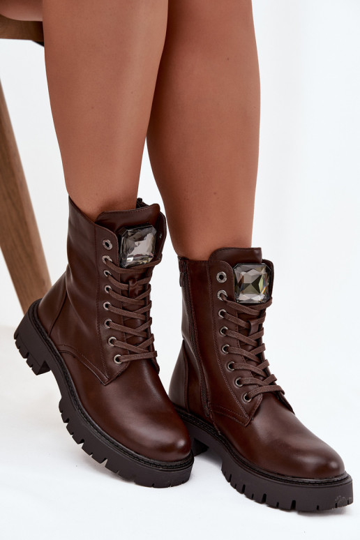 Arbeitsstiefeletten FemininOzdoba Eko Haut CzekoladoZue Karessa