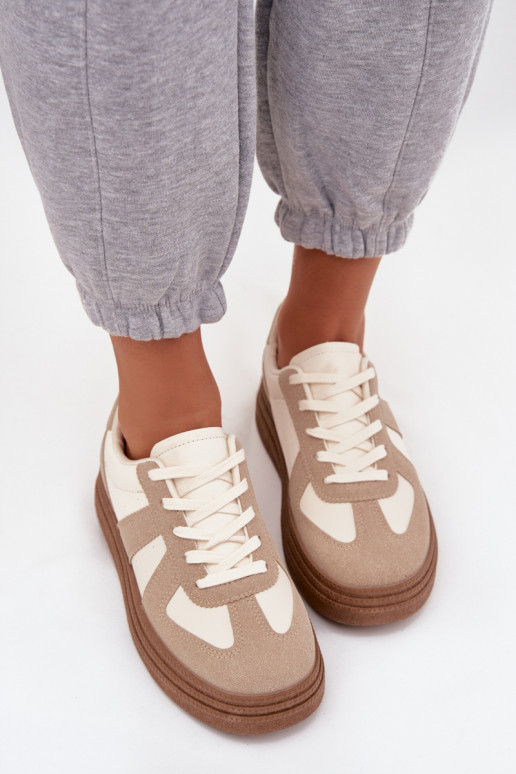 Sneakers Stilvollllschuhe Feminin mit einer Plattform Beige Dovina