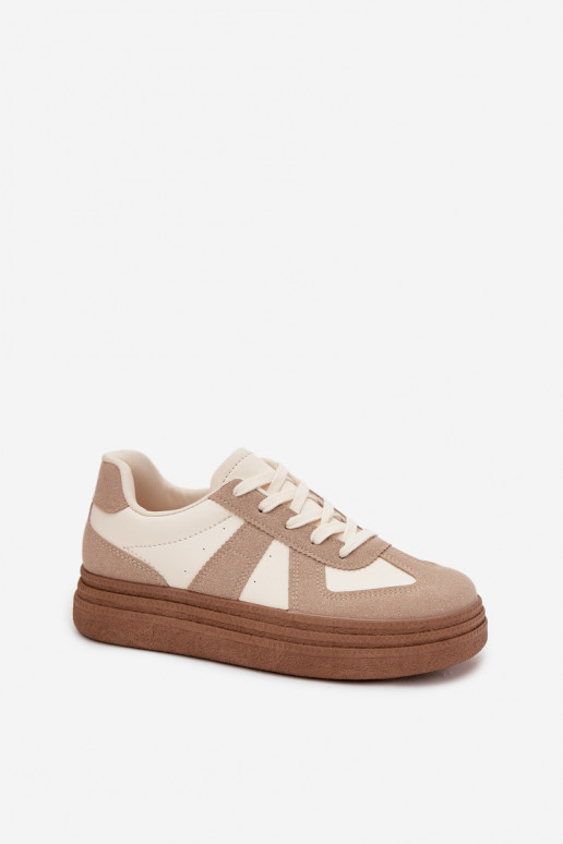 Sneakers Stilvollllschuhe Feminin mit einer Plattform Beige Dovina