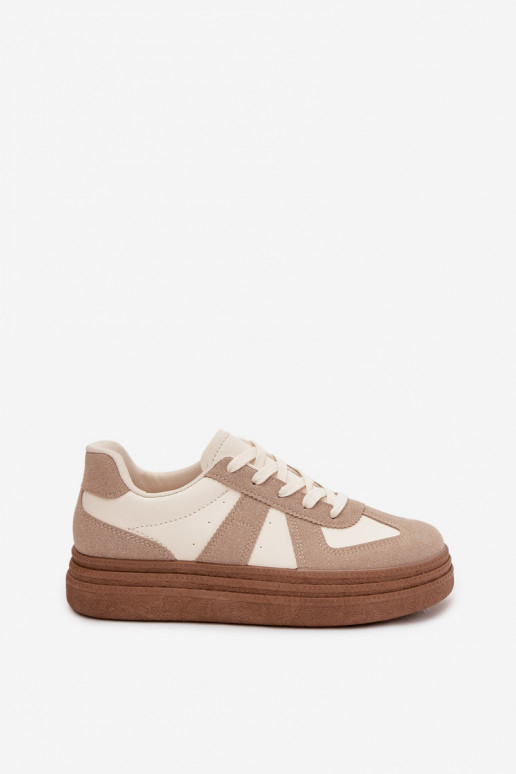 Sneakers Stilvollllschuhe Feminin mit einer Plattform Beige Dovina