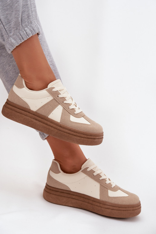 Sneakers Stilvollllschuhe Feminin mit einer Plattform Beige Dovina
