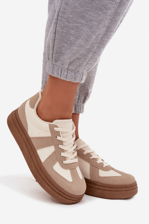 Sneakers Stilvollllschuhe Feminin mit einer Plattform Beige Dovina