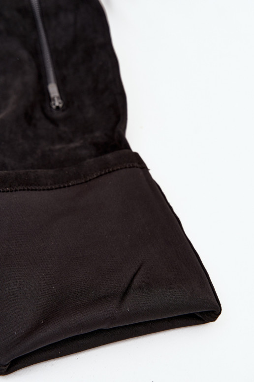 Stiefel mit Absätzen und Plattform oberhalb des Knies aus Öko-INildlederoZue schZuarze Farbe Amareen