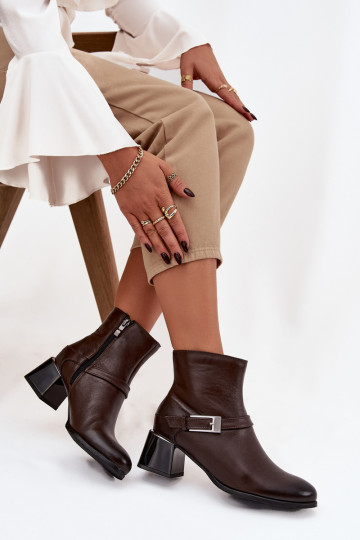 Haut Damenstiefel mit Absätzen mit Schnallen Zazoo 60562 CzekoladoZue