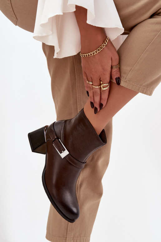 Haut Damenstiefel mit Absätzen mit Schnallen Zazoo 60562 CzekoladoZue