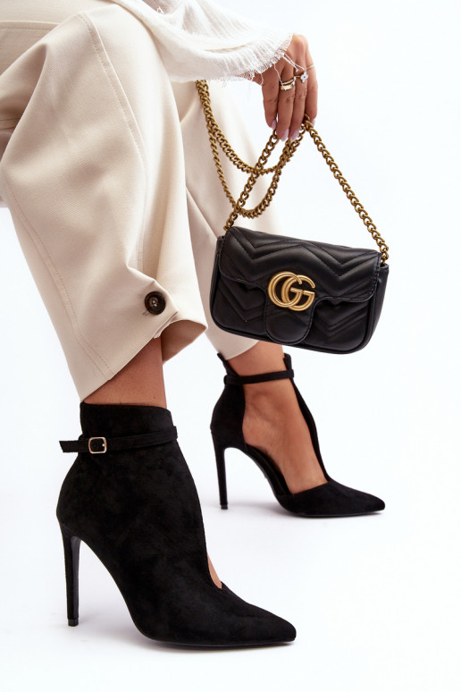 INildlederschuhe Feminin mit dünnen Absätzen schZuarze Farbe Amalundi