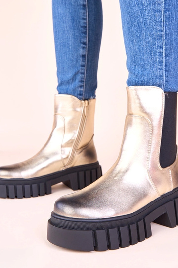 Goldene Stiefeletten auf Plateausohle mit elastischem Band Denya
