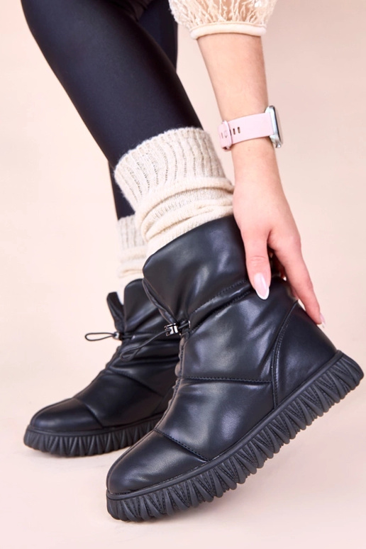 Schwarze Schneestiefel aus echtem...