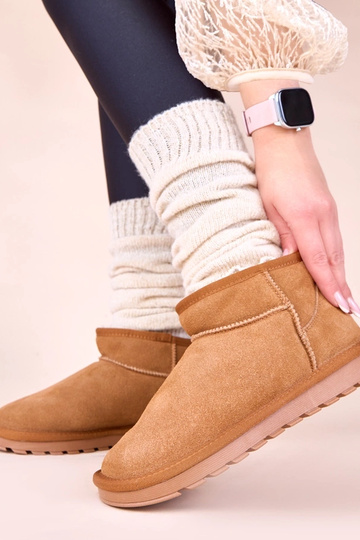Braune warme Schneestiefel aus echtem Wildleder mit Fell Matilda 2