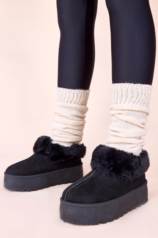 Schwarze Schneestiefel mit Fell Deesi