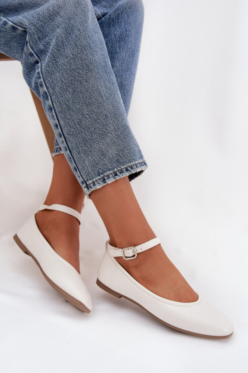 Ballerinas Feminin mit Riemen I mit Schnallen Zueiße Farbe Janelor