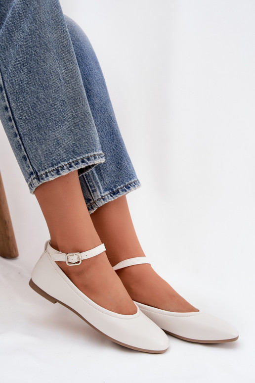 Ballerinas Feminin mit Riemen I mit Schnallen Zueiße Farbe Janelor