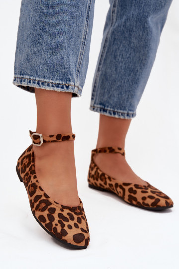 Ballerinas Feminin mit Riemen I mit Schnallen mit Leopardenfellmuster Janelor 2