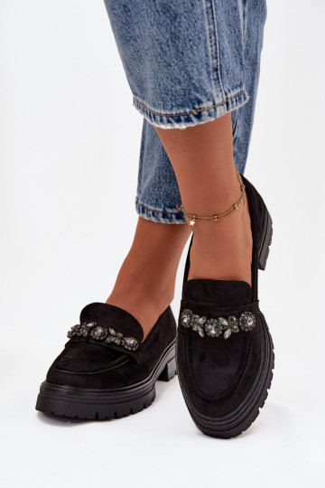 Mokassins für Damen mit leuchtenden Augen aus Öko-INildlederoZue schZuarze Farbe Lavisse 2