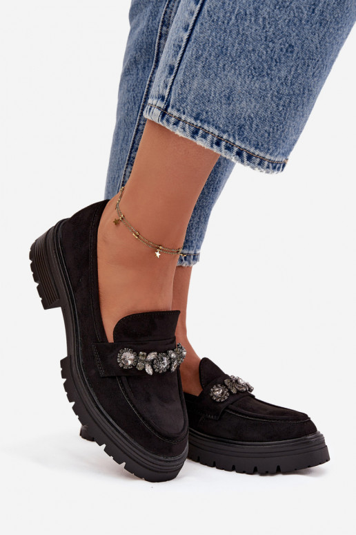 Mokassins für Damen mit leuchtenden Augen aus Öko-INildlederoZue schZuarze Farbe Lavisse